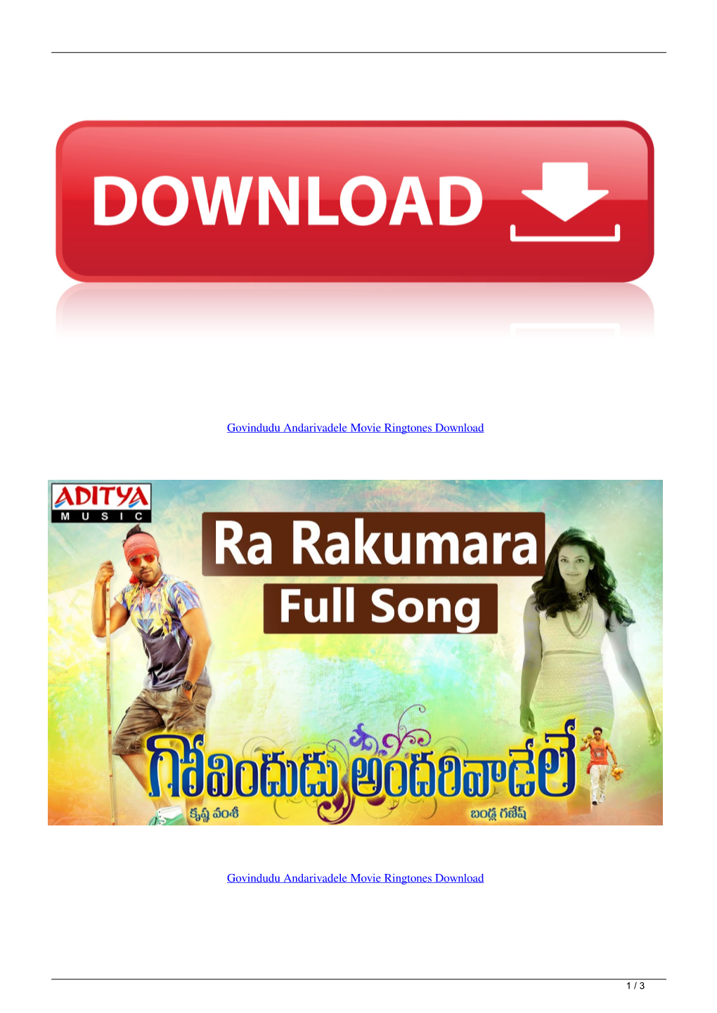 Govindudu Andarivadele Movie Ringtones Download