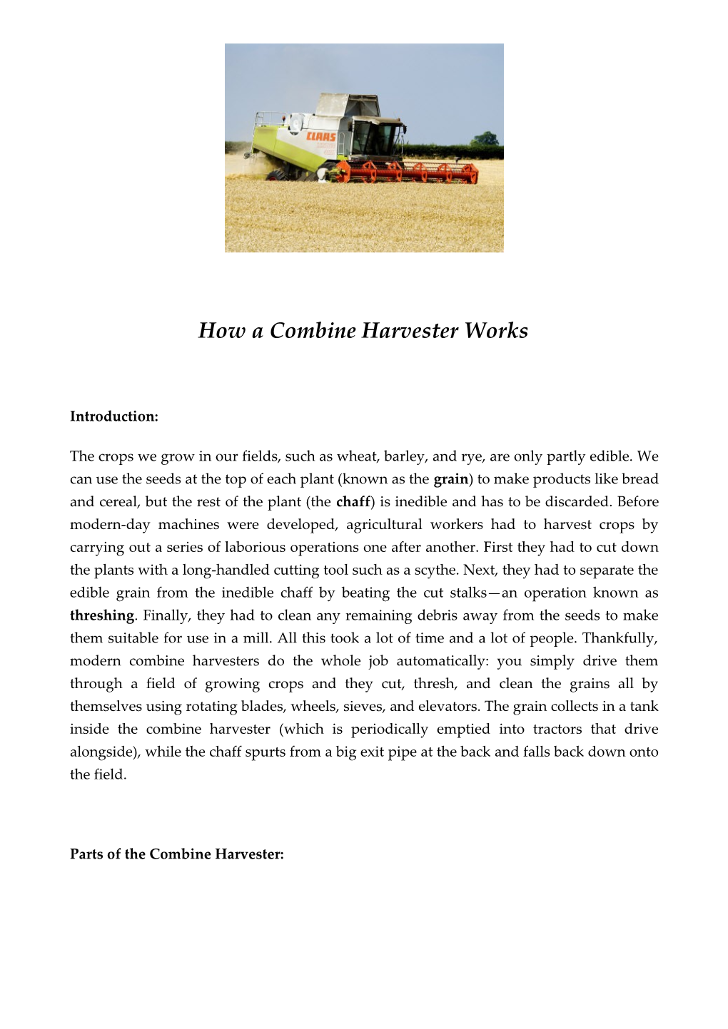 How a Combine Harvester Works