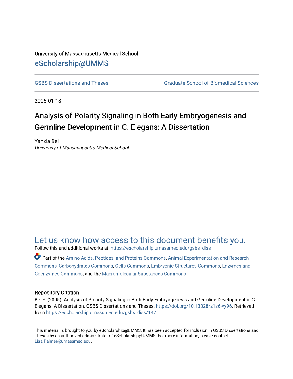 Analysis of Polarity Signaling in Both Early Embryogenesis and Germline Development in C