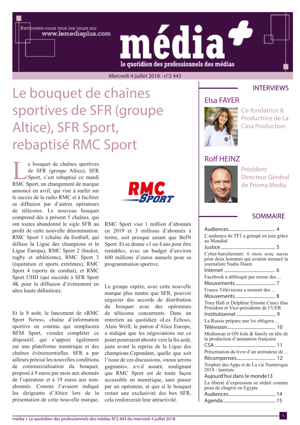 Le Bouquet De Chaînes Sportives De SFR (Groupe Altice)