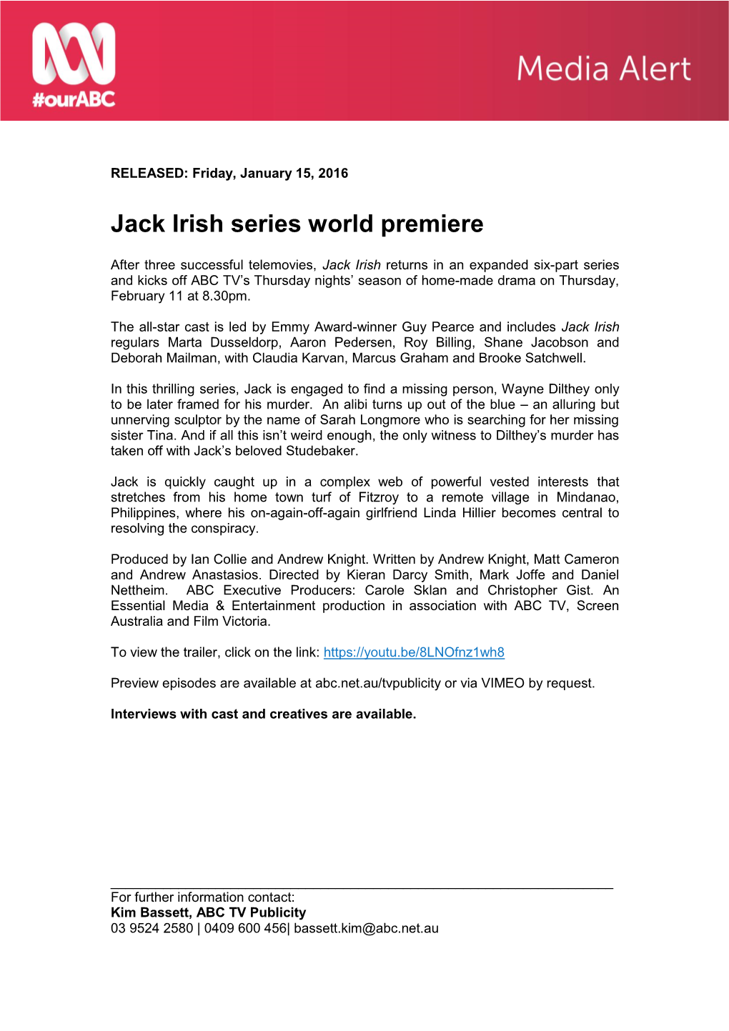 Jack Irish Series World Premiere