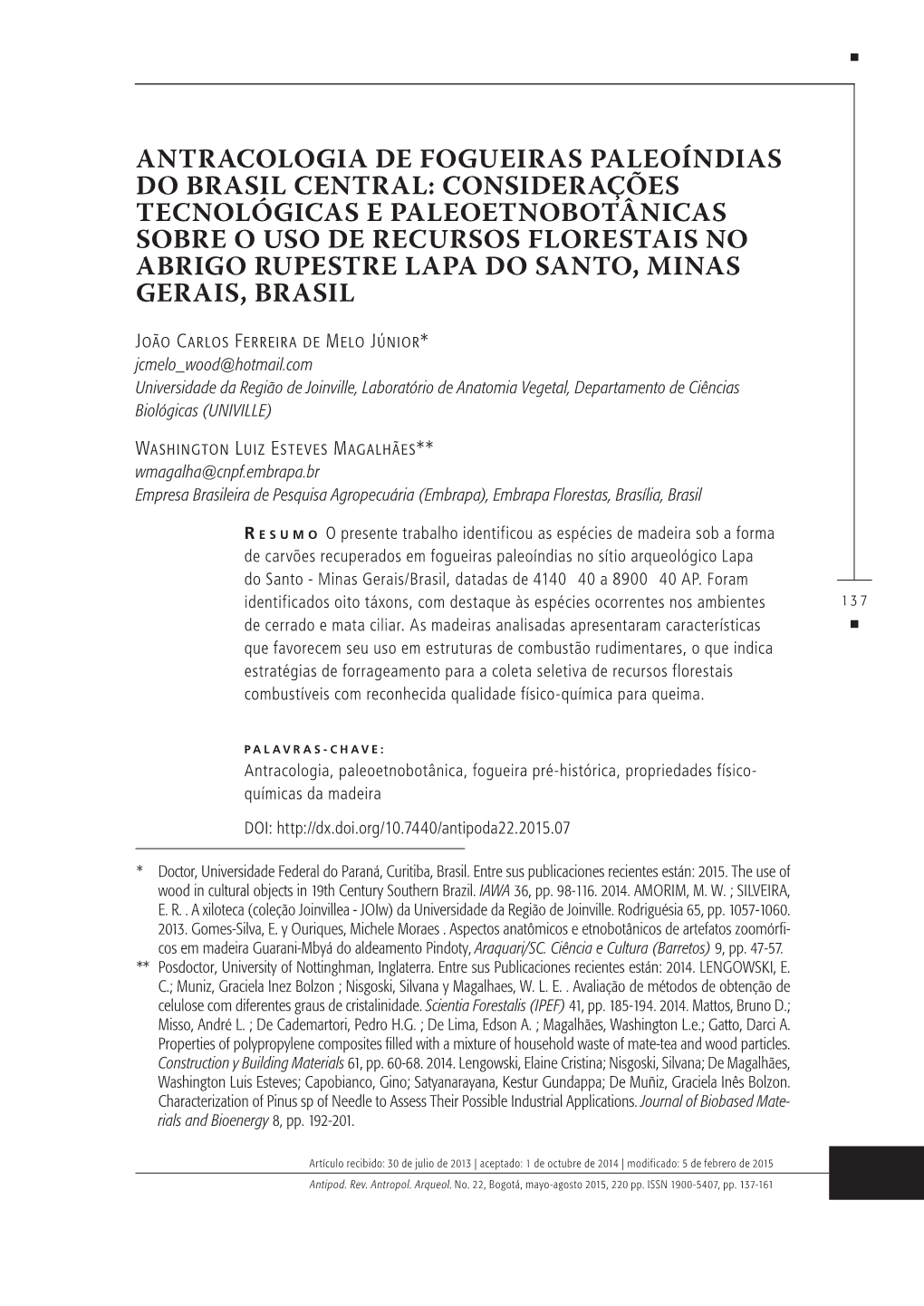 Antracologia De Fogueiras Paleoíndias Do Brasil Central