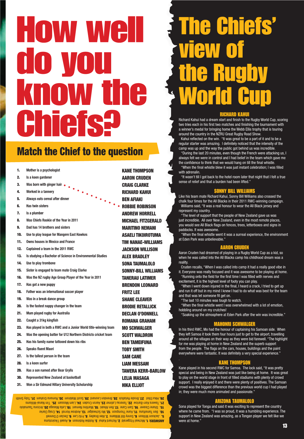 The Chiefs' View of the Rugby World
