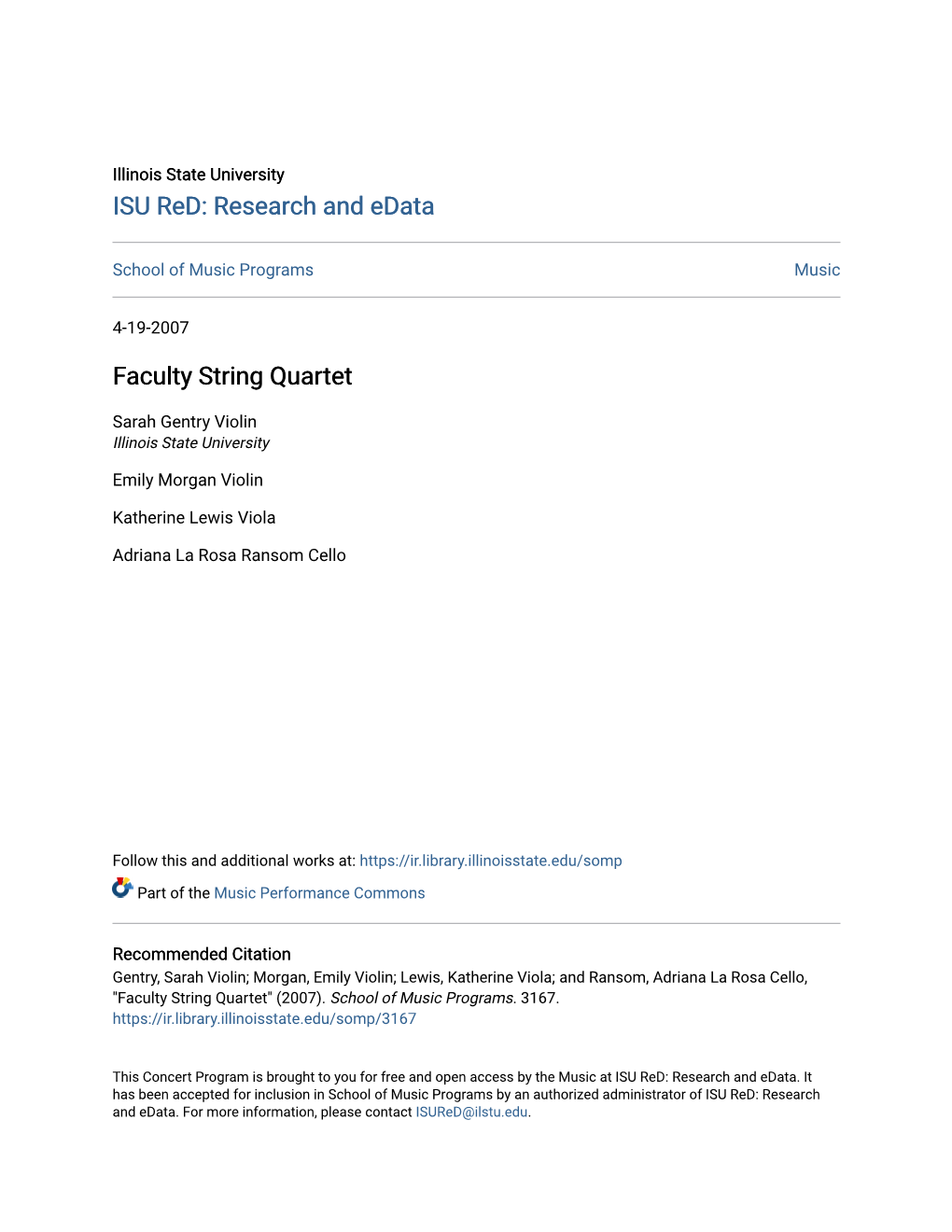 Faculty String Quartet