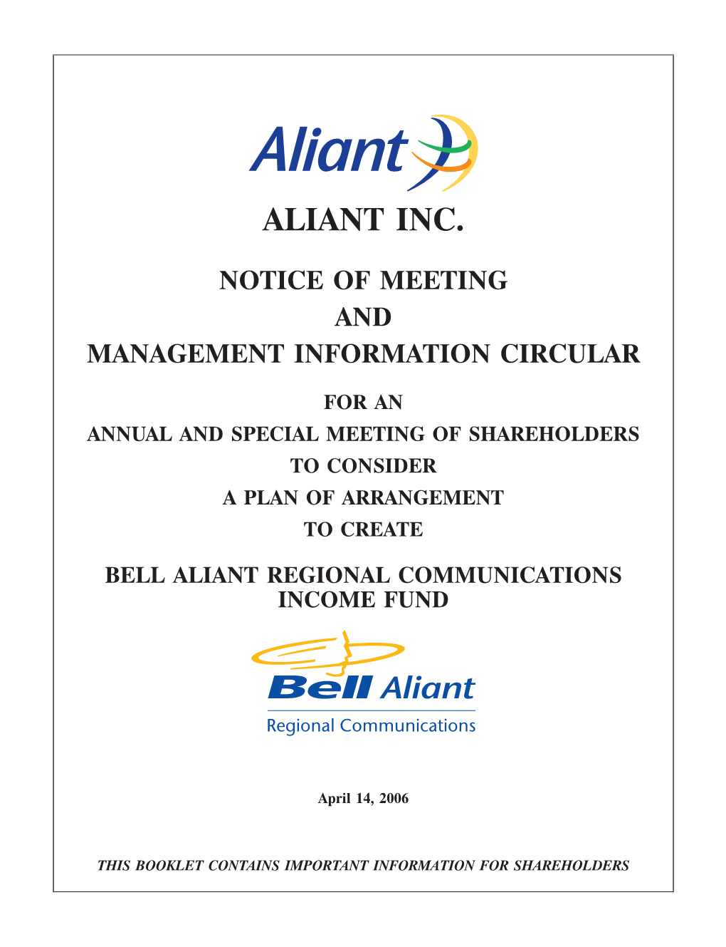 Aliant Information Circular