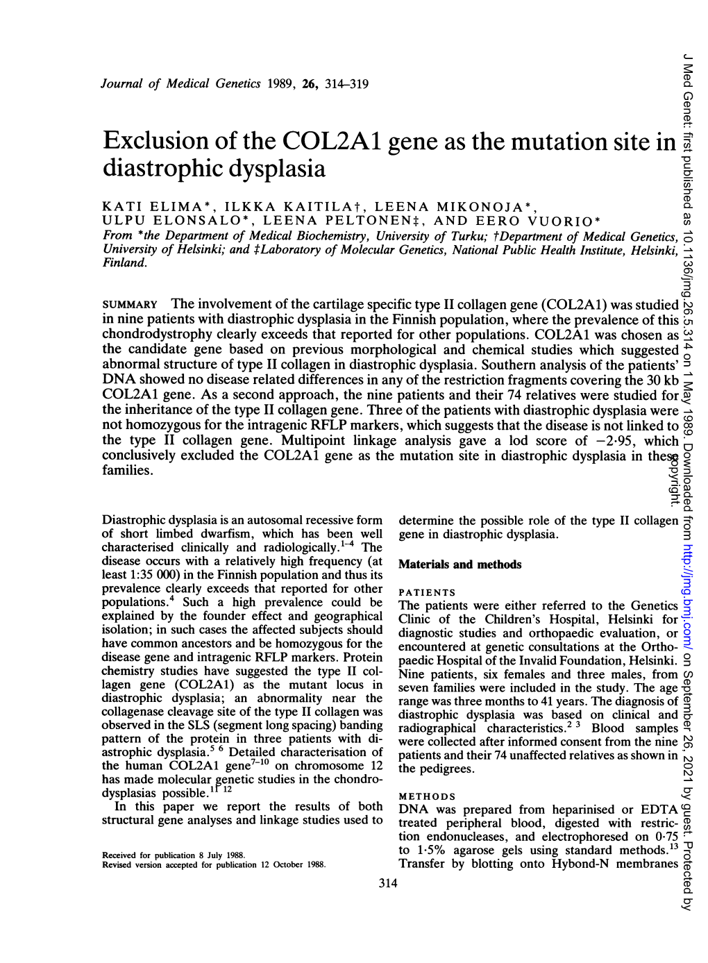 Diastrophic Dysplasia