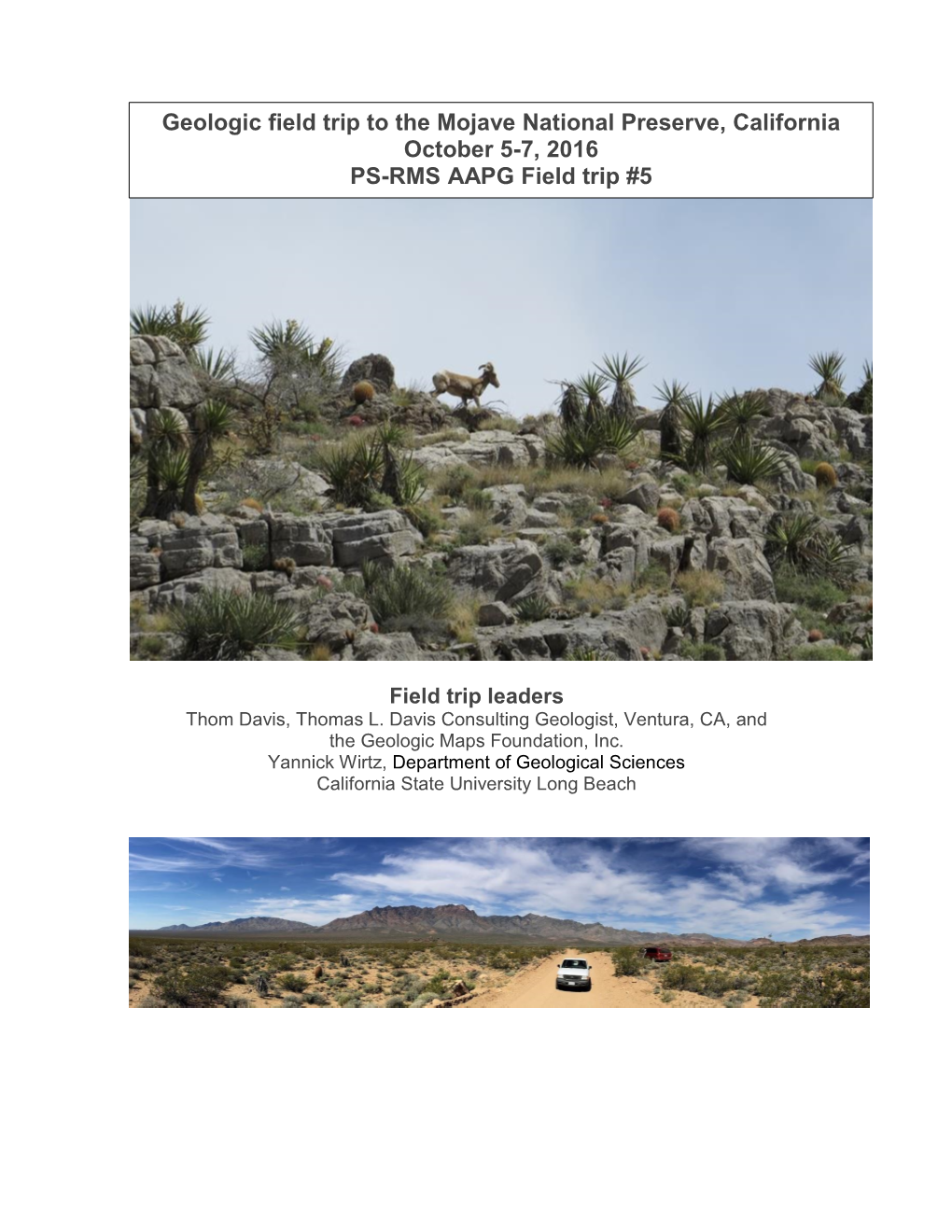 Geologic Field Trip to the Mojave National Preserve, California, 2016