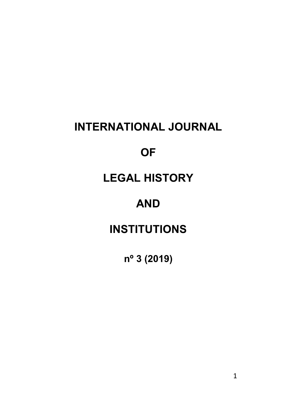 International Journal of Legal History and Institutions