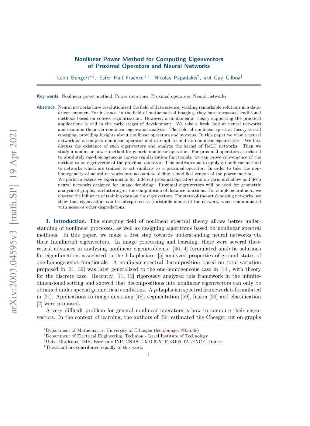 Arxiv:2003.04595V3 [Math.SP] 19 Apr 2021 Vectors