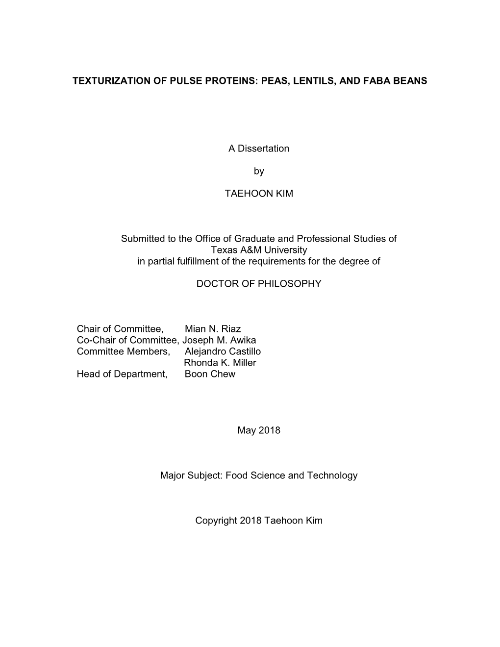 Texturization of Pulse Proteins: Peas, Lentils, and Faba Beans