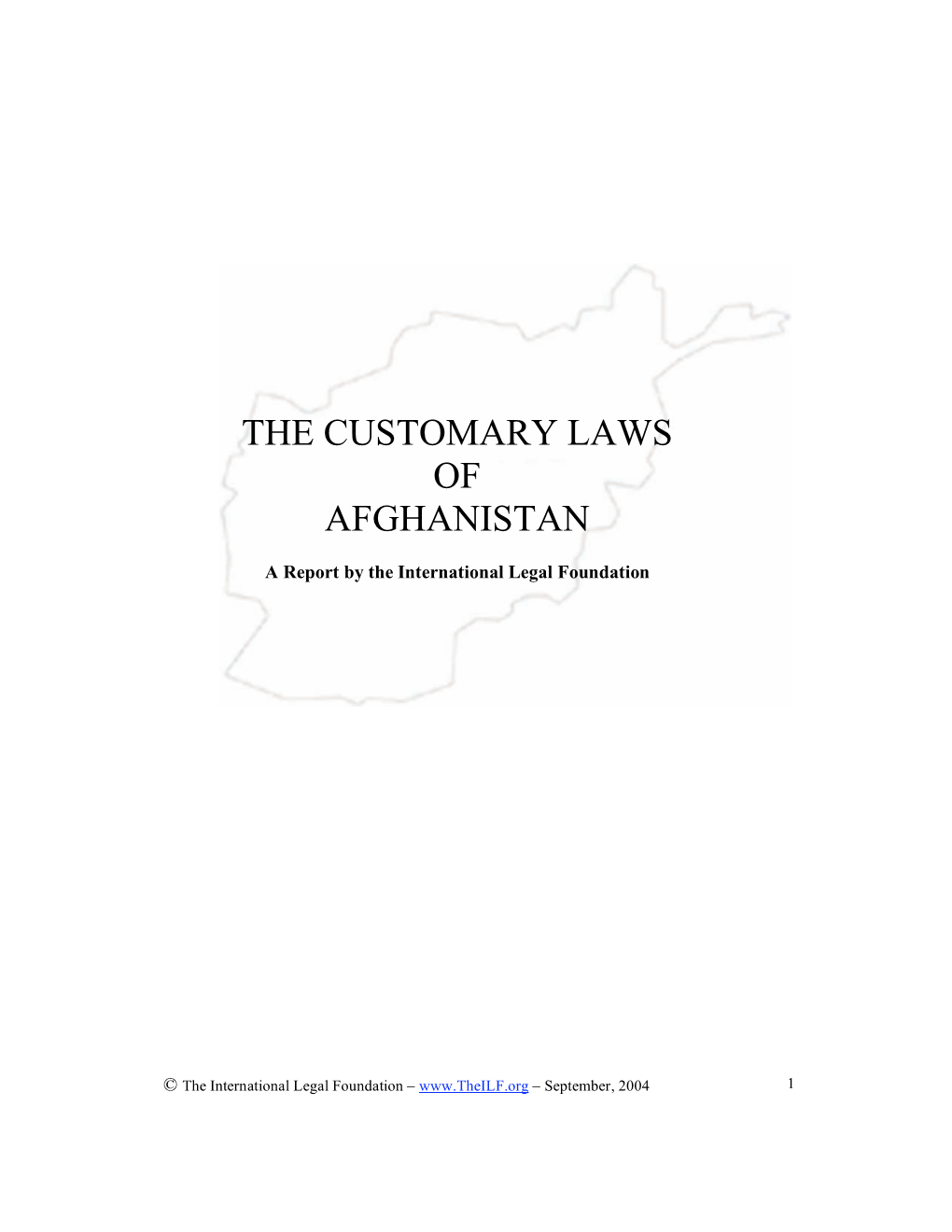 The Customary Laws of Afghanistan