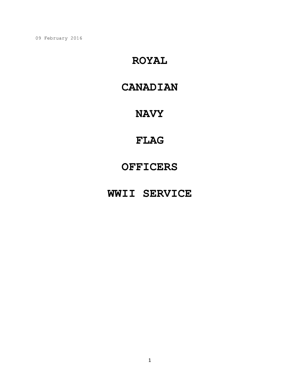 Royal Canadian Navy Flag Officers Wwii Service