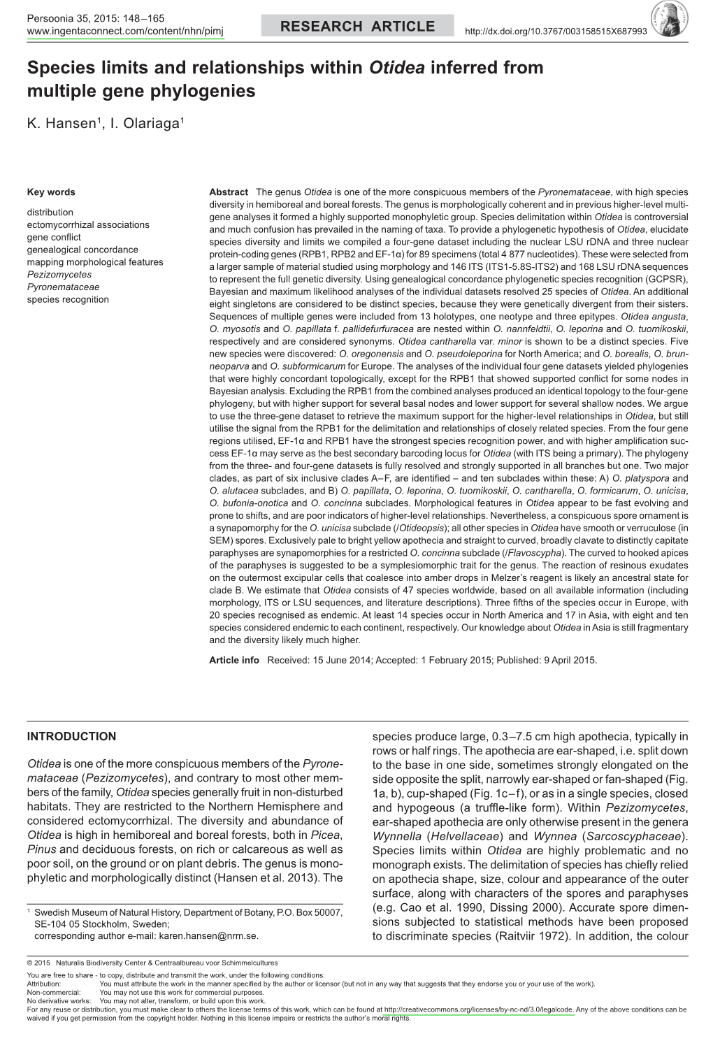 Inferred from Multiple Gene Phylogenies