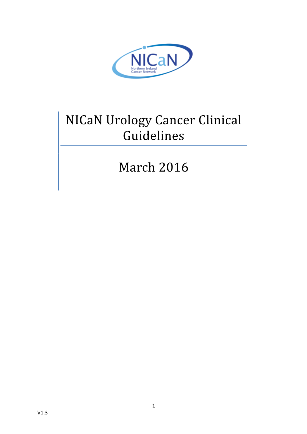 Nican Urology Cancer Clinical Guidelines March 2016