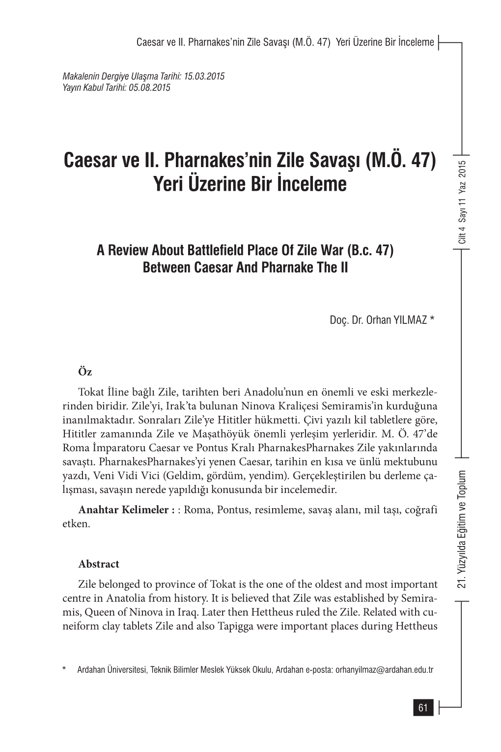 Caesar Ve II. Pharnakes'nin Zile Savaşı (M.Ö