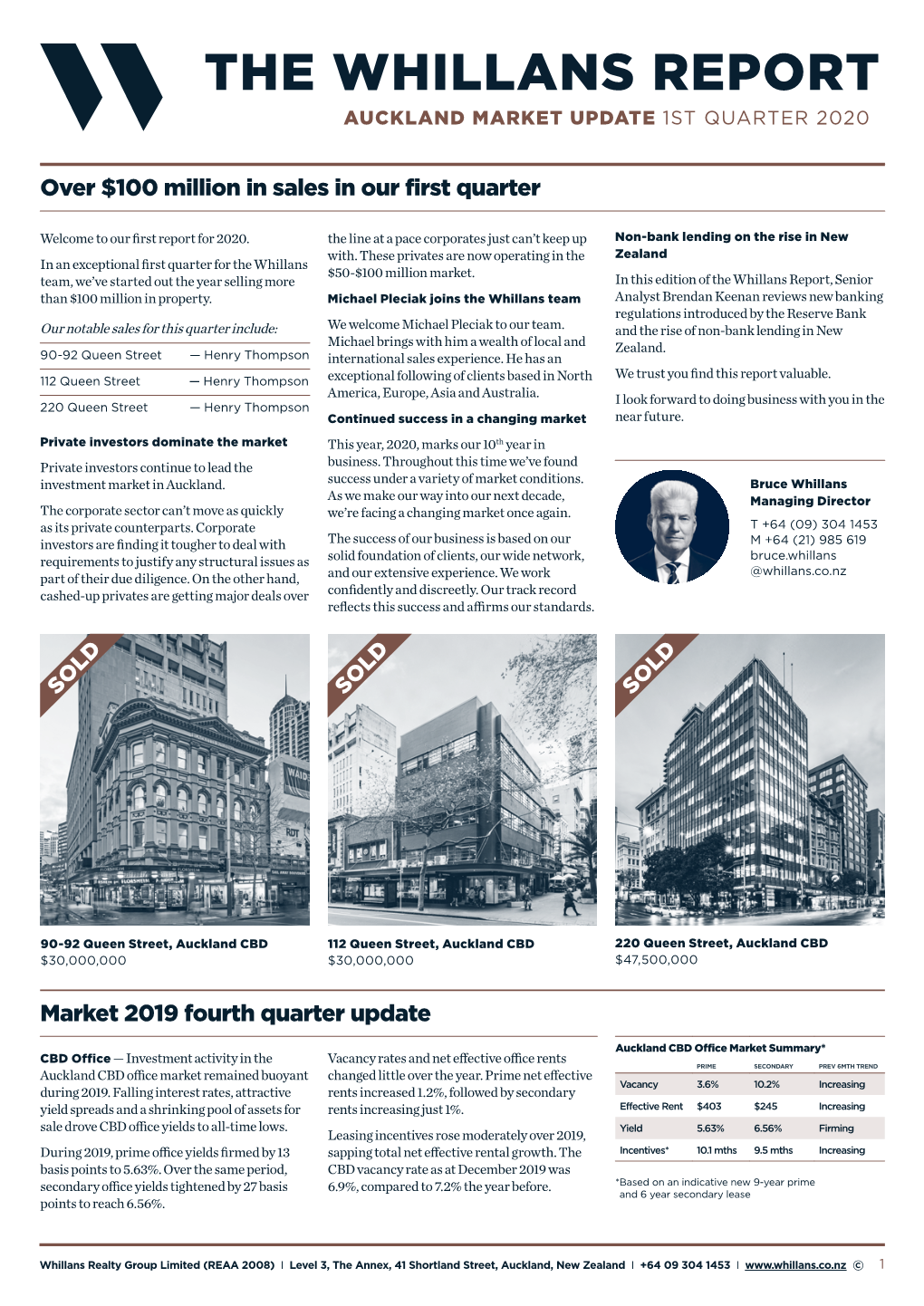 The Whillans Report Auckland Market Update 1St Quarter 2020