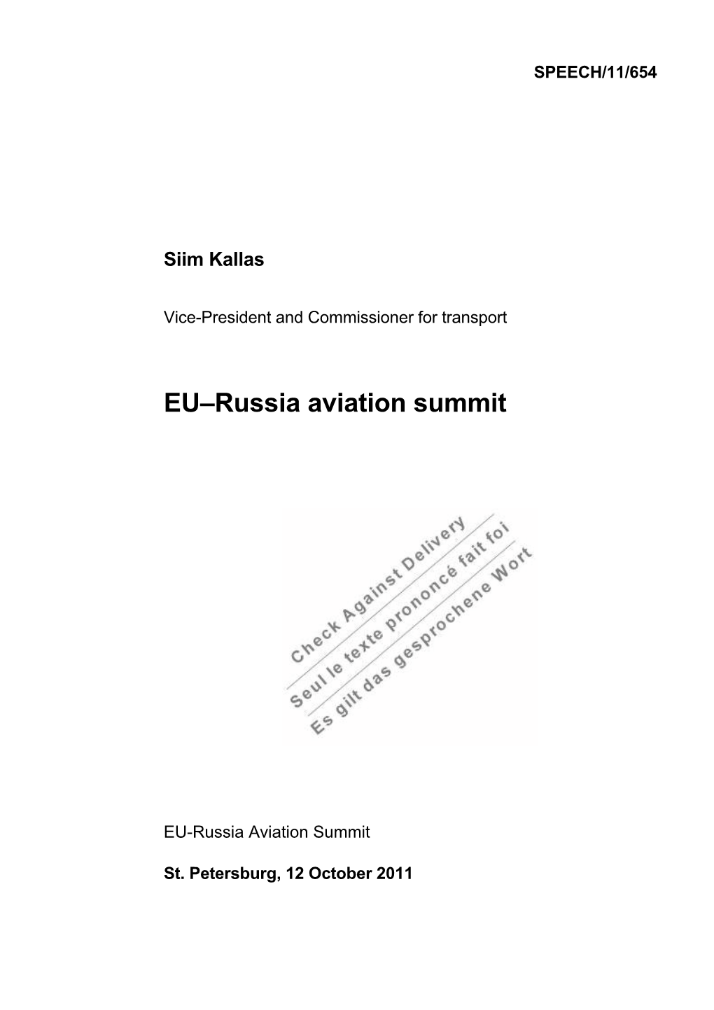 EU–Russia Aviation Summit