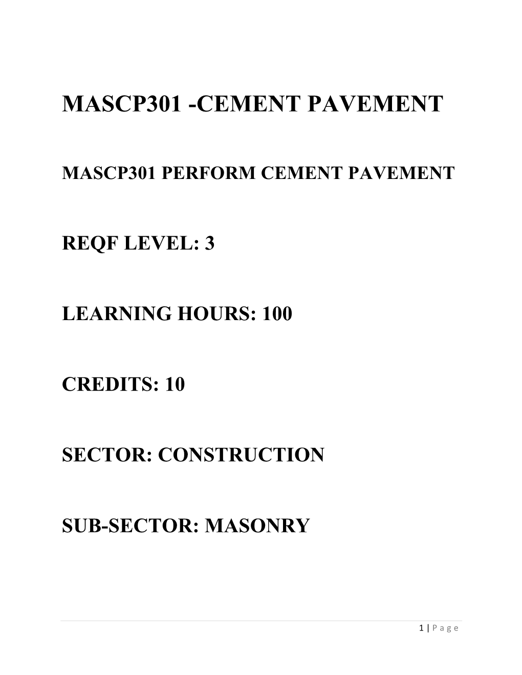 Mascp301 -Cement Pavement