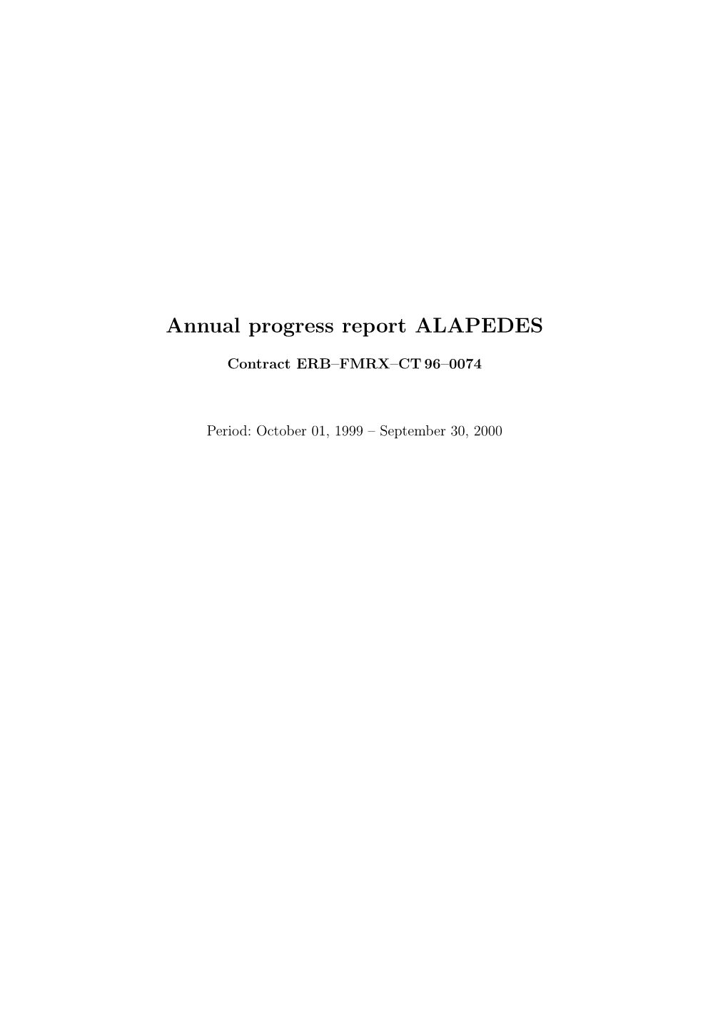 Annual Progress Report ALAPEDES