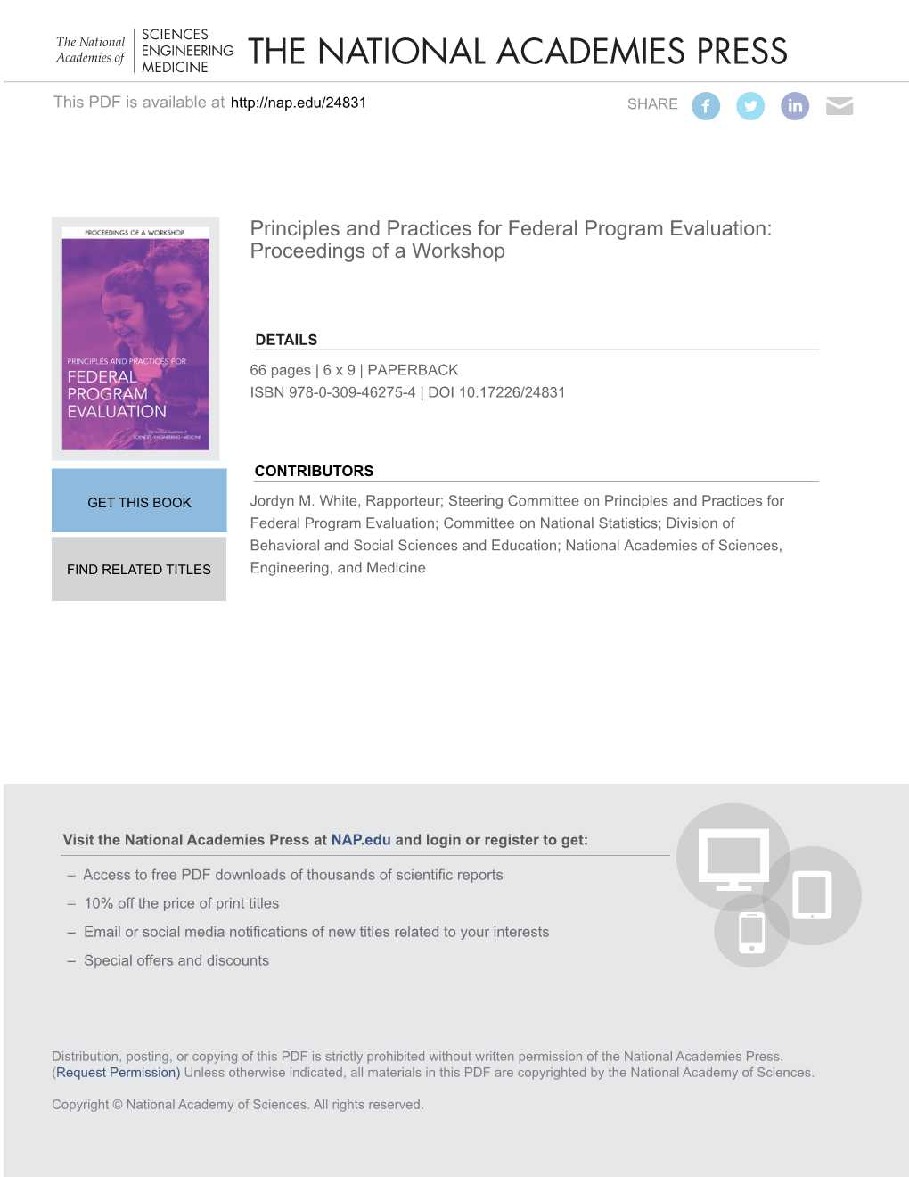 Principles and Practices for Federal Program Evaluation: Proceedings of a Workshop
