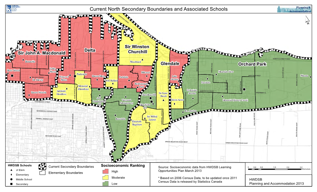 Current North Secondary Boundaries and Associated Schools