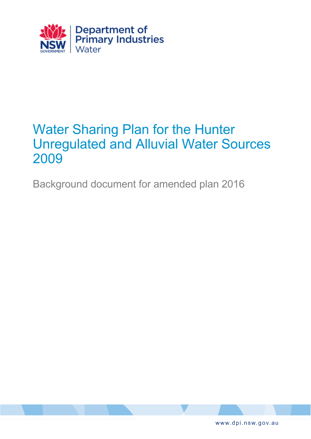 Hunter Unregulated and Alluvial Water Sources 2009