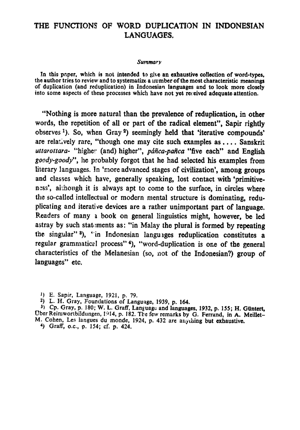 The Functions of Word Duplication in Indonesian Languages