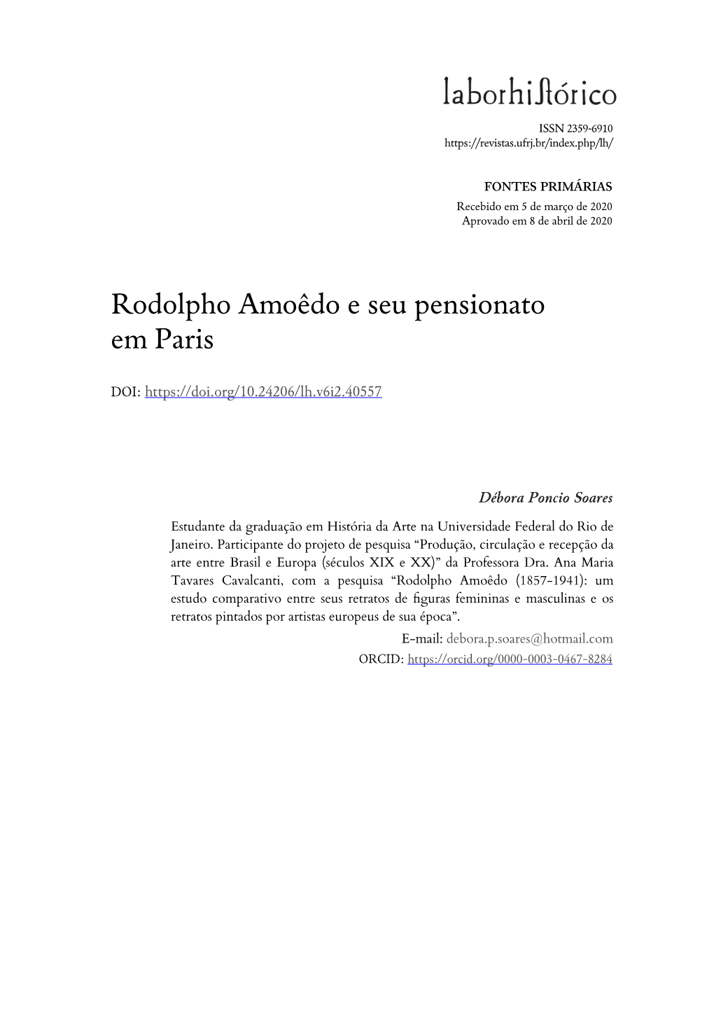 Rodolpho Amoêdo E Seu Pensionato Em Paris