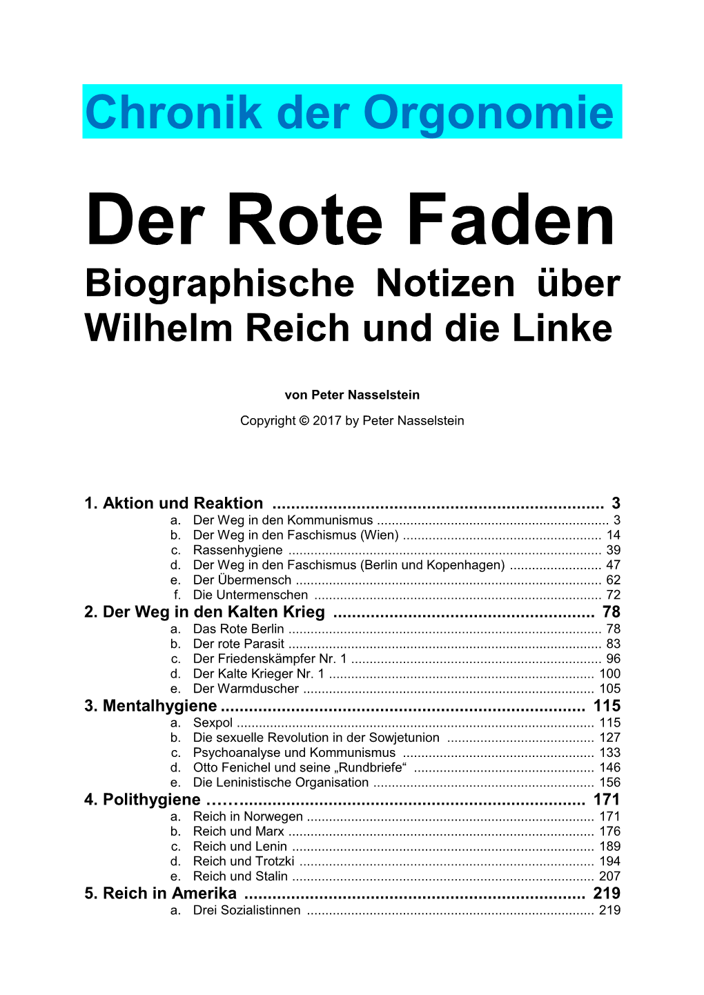 Der Rote Faden Biographische Notizen Über Wilhelm Reich Und Die Linke