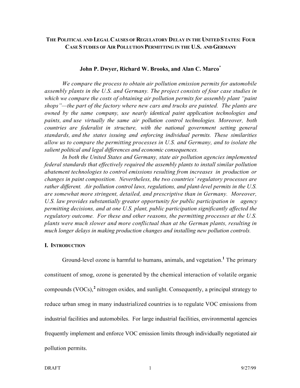 Four Case S Tudies of Air Pollution Permitting in the U.S