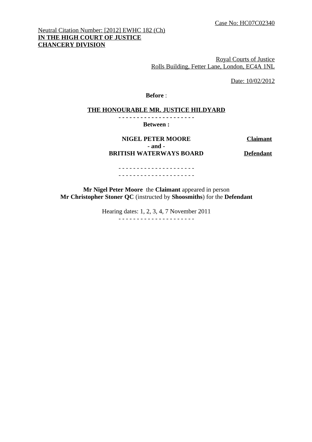 High Court Judgment Template