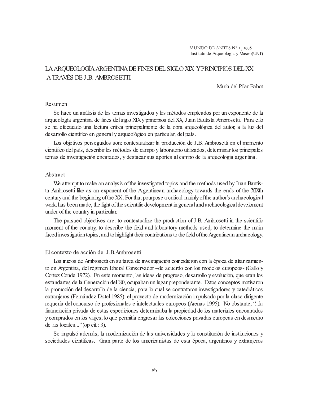 La Arqueología Argentina De Fines Del Siglo Xix Y Principios Del Xx a Través De J.B