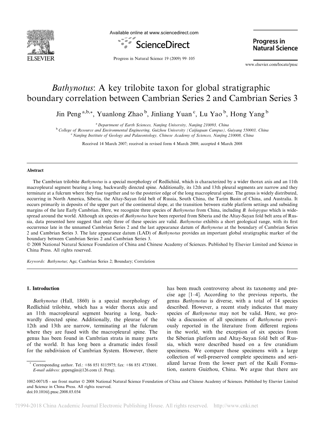 Bathynotus: a Key Trilobite Taxon for Global Stratigraphic Boundary Correlation Between Cambrian Series 2 and Cambrian Series 3