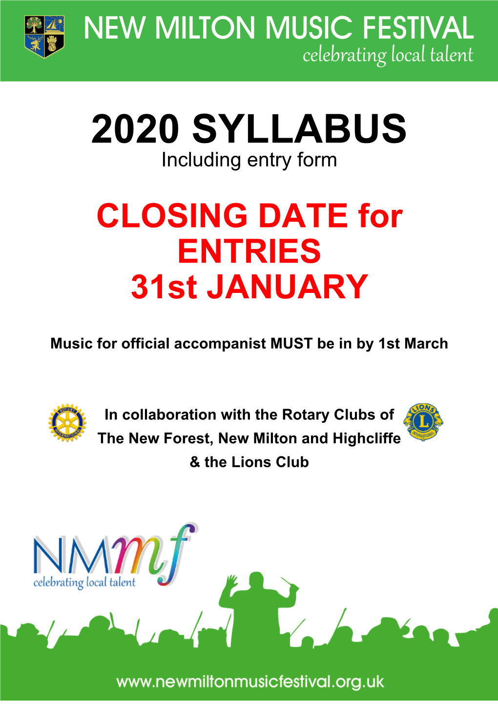 2020 SYLLABUS Including Entry Form CLOSING DATE for ENTRIES 31St JANUARY