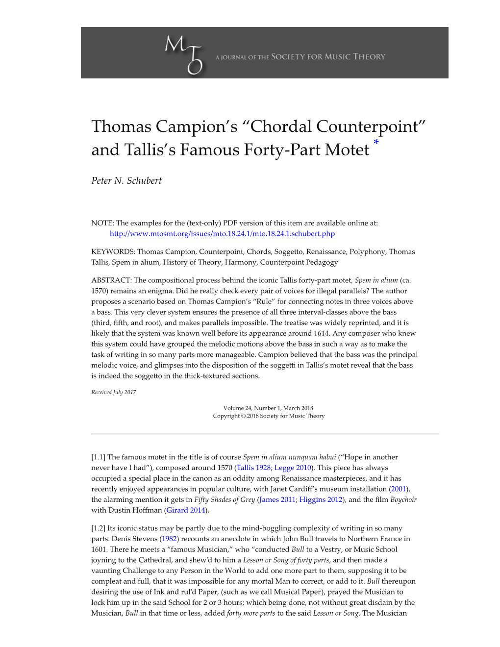 “Chordal Counterpoint” and Tallis's Famous Forty-Part Motet