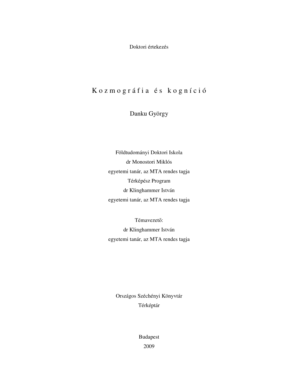 Kozmográfia És Kogníció (PDF)