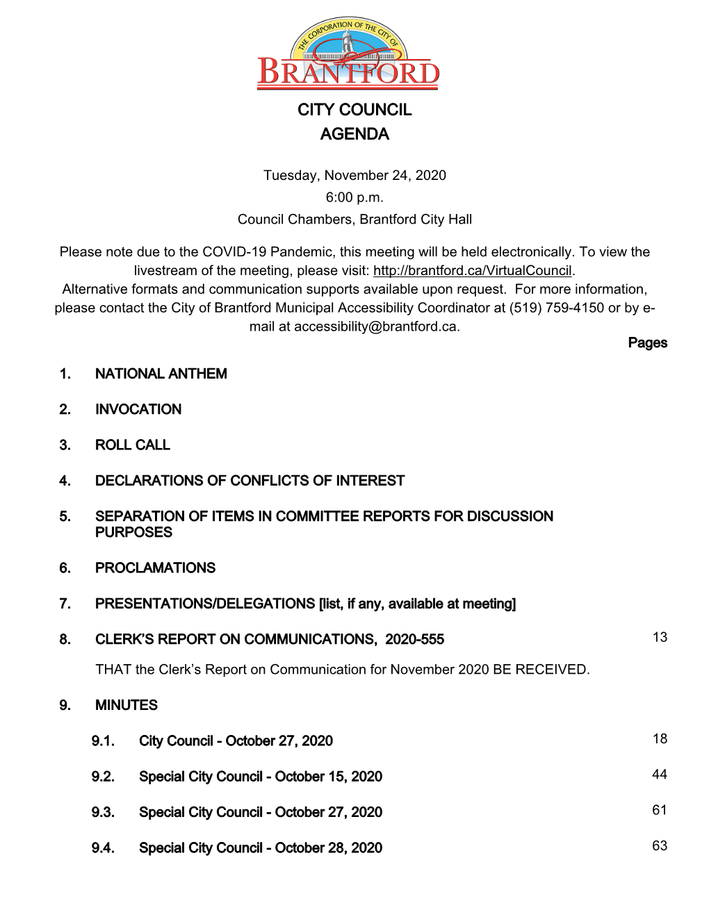 Brantford City Council Agenda Package