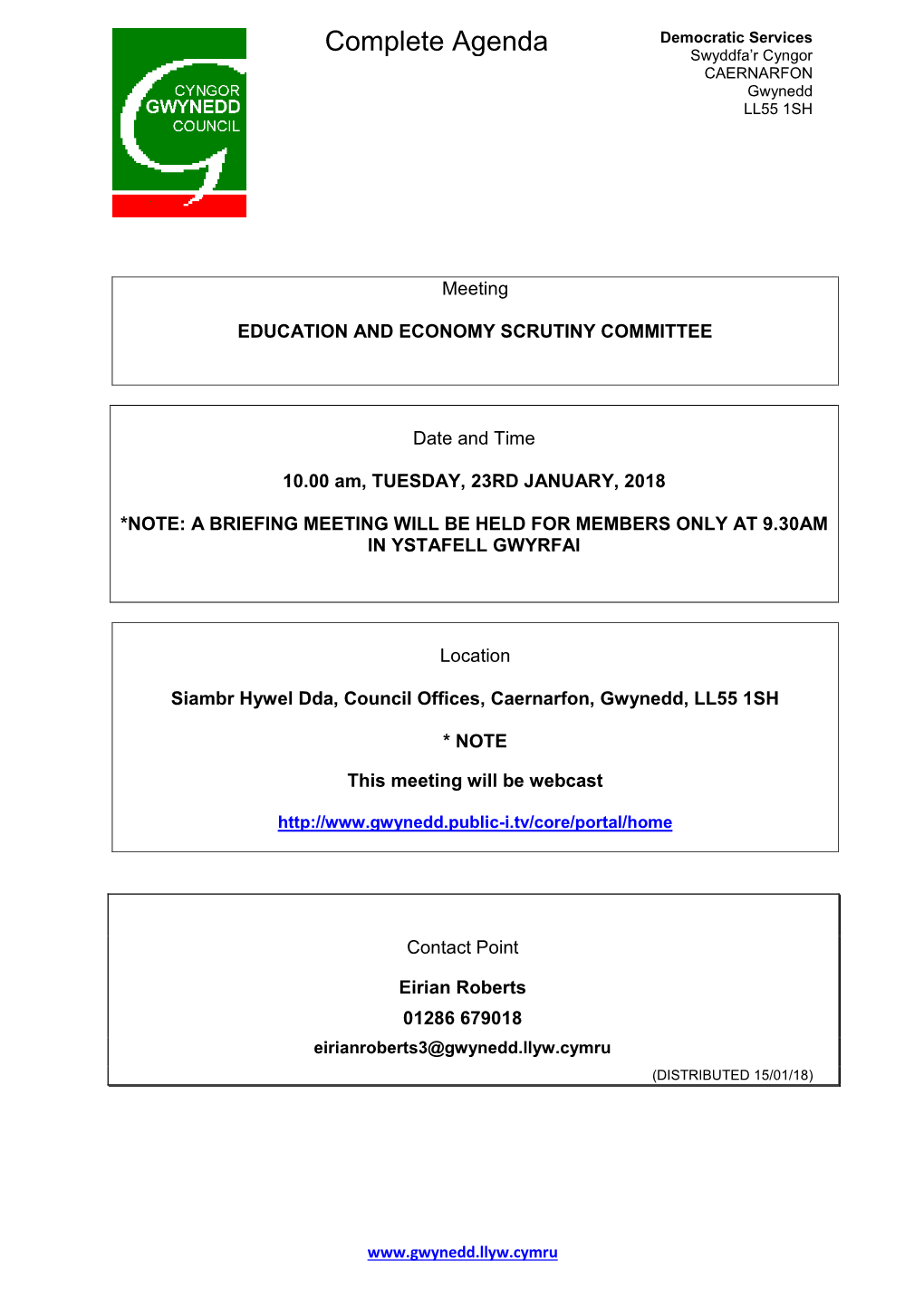 Agenda Document for Education and Economy Scrutiny Committee, 23