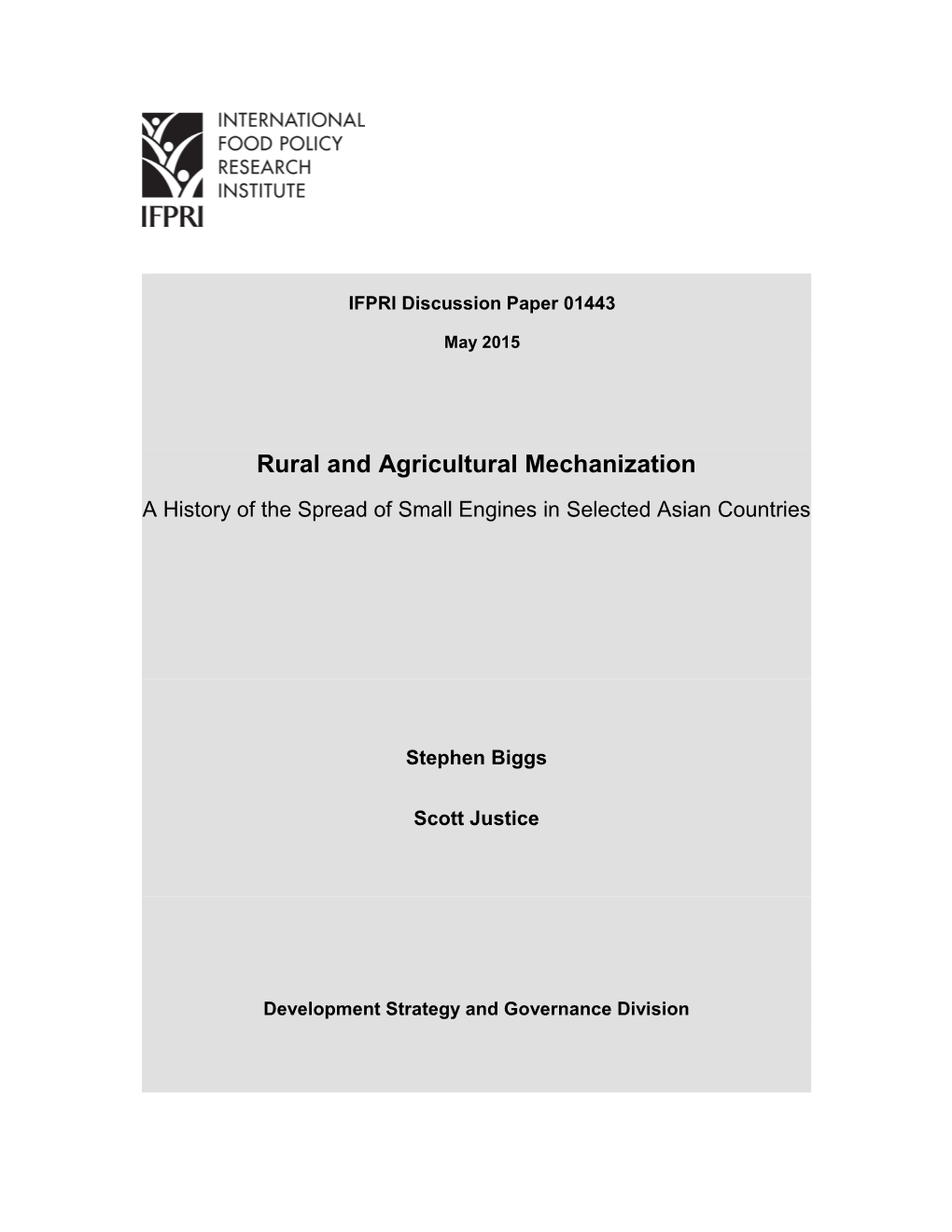 Rural and Agricultural Mechanization: a History of the Spread of Small