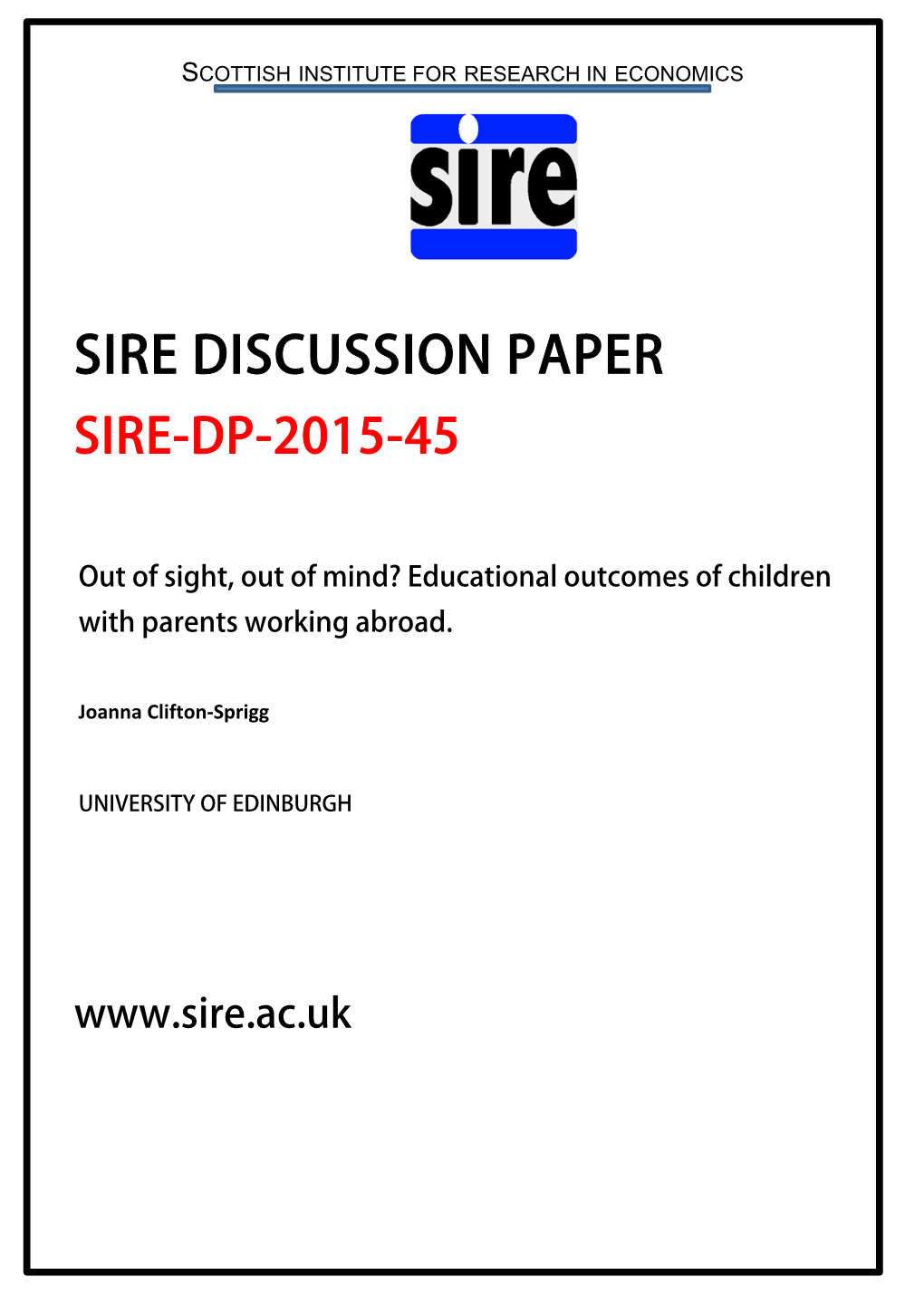 Sire Discussion Paper Sire-Dp-2015-45