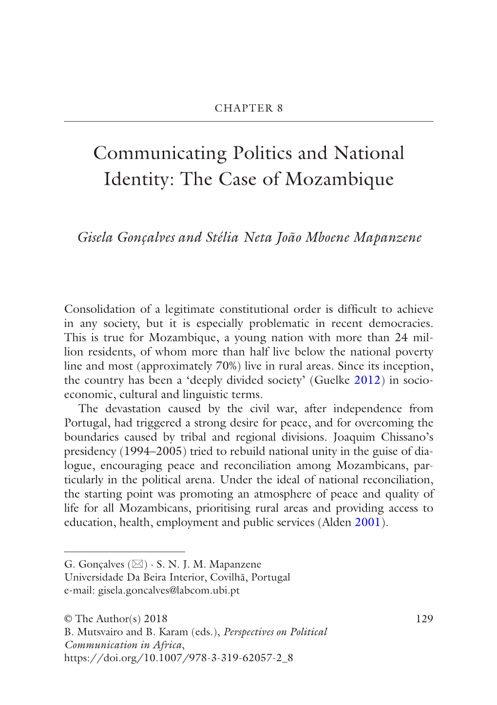 Communicating Politics and National Identity: the Case of Mozambique