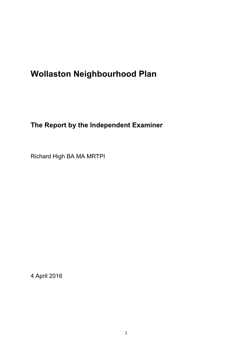 Wollaston Neighbourhood Plan