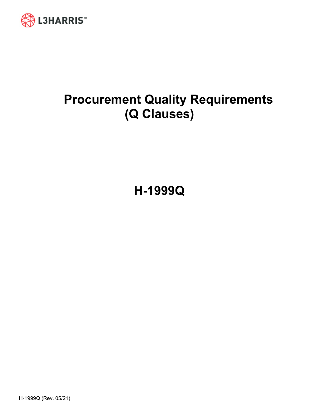 Procurement Quality Requirements (Q Clauses) H-1999Q