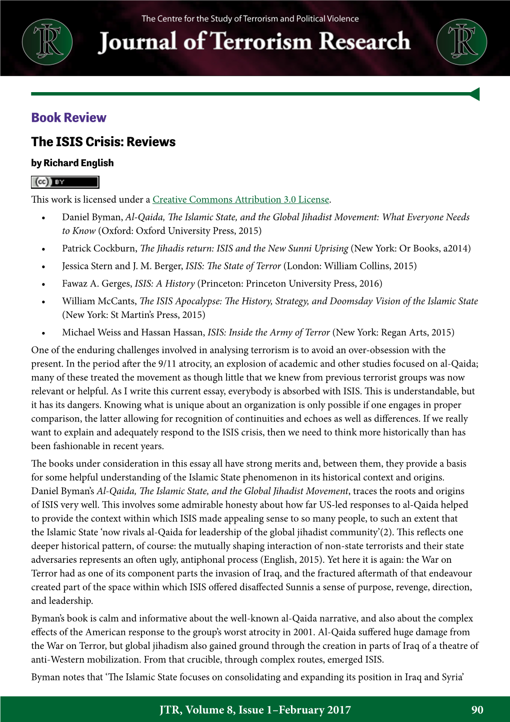 Book Review the ISIS Crisis: Reviews by Richard English