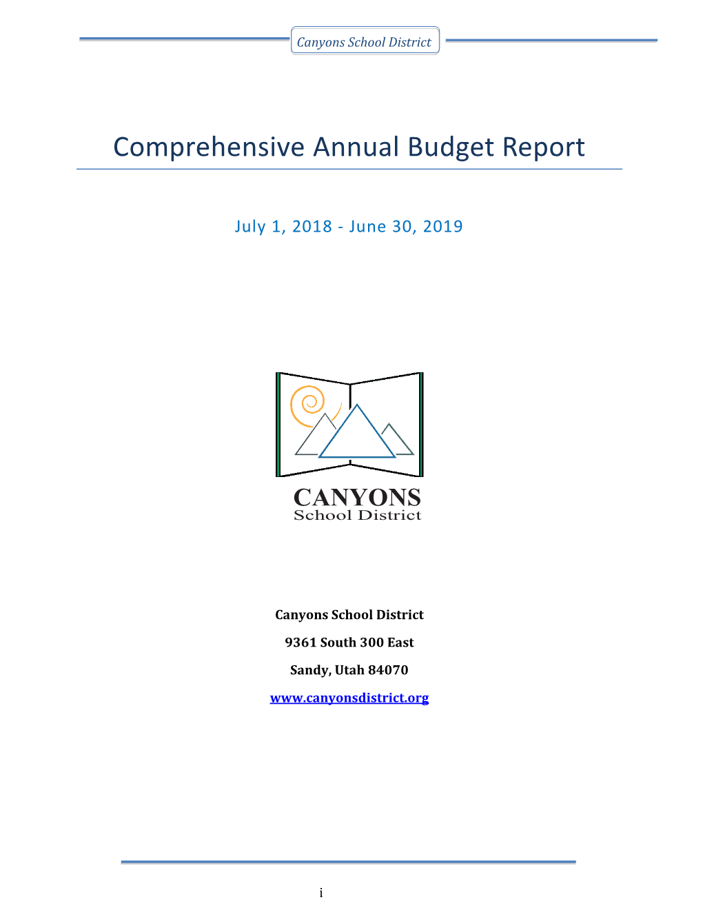 Comprehensive Annual Budget Report