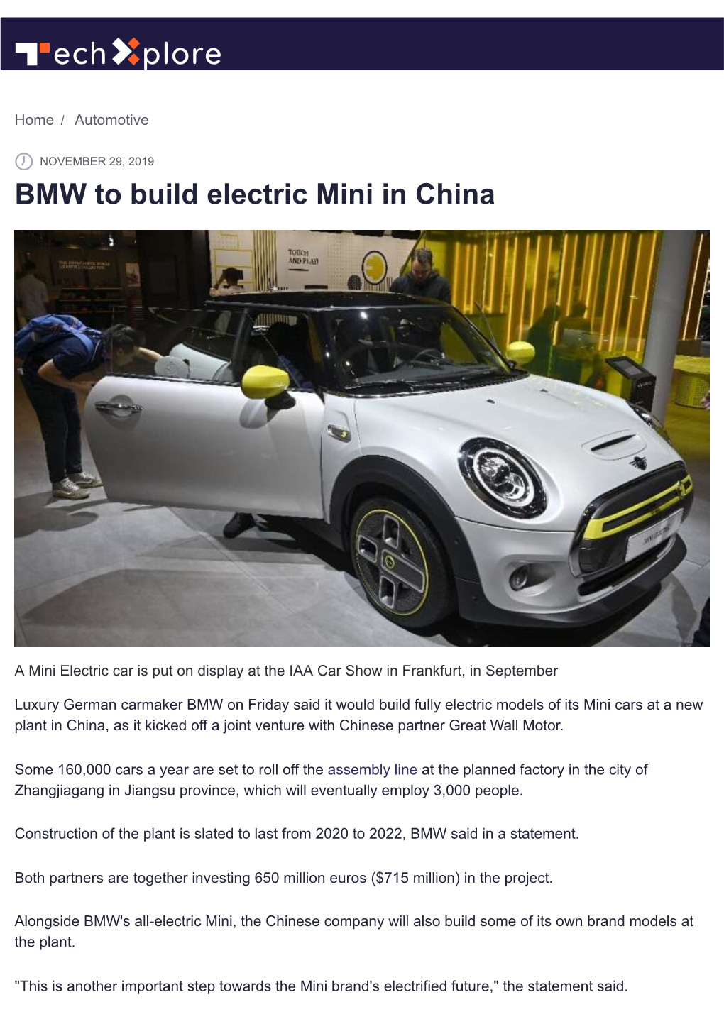 BMW to Build Electric Mini in China