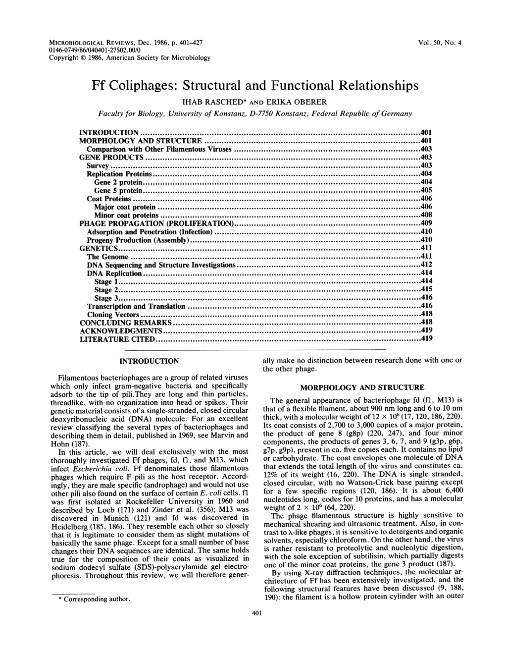 Ff Coliphages: Structural and Functional Relationships