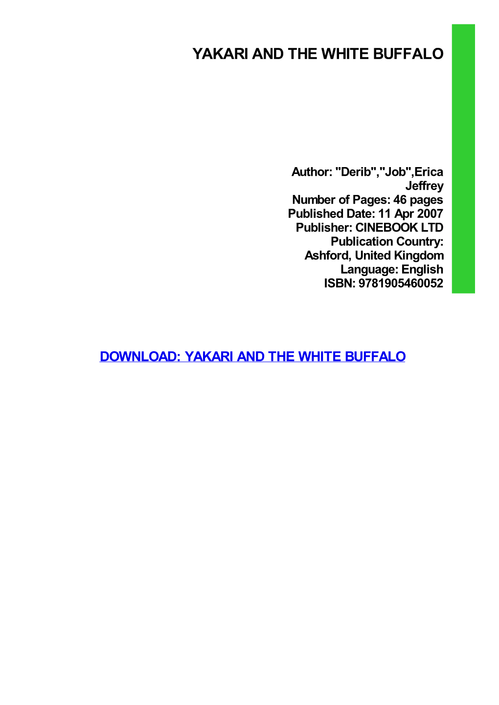 {PDF} Yakari and the White Buffalo