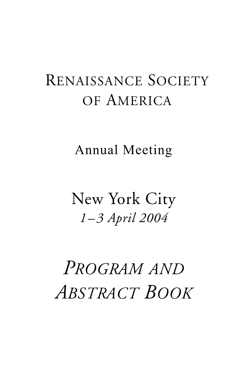 New York City 1–3 April 2004