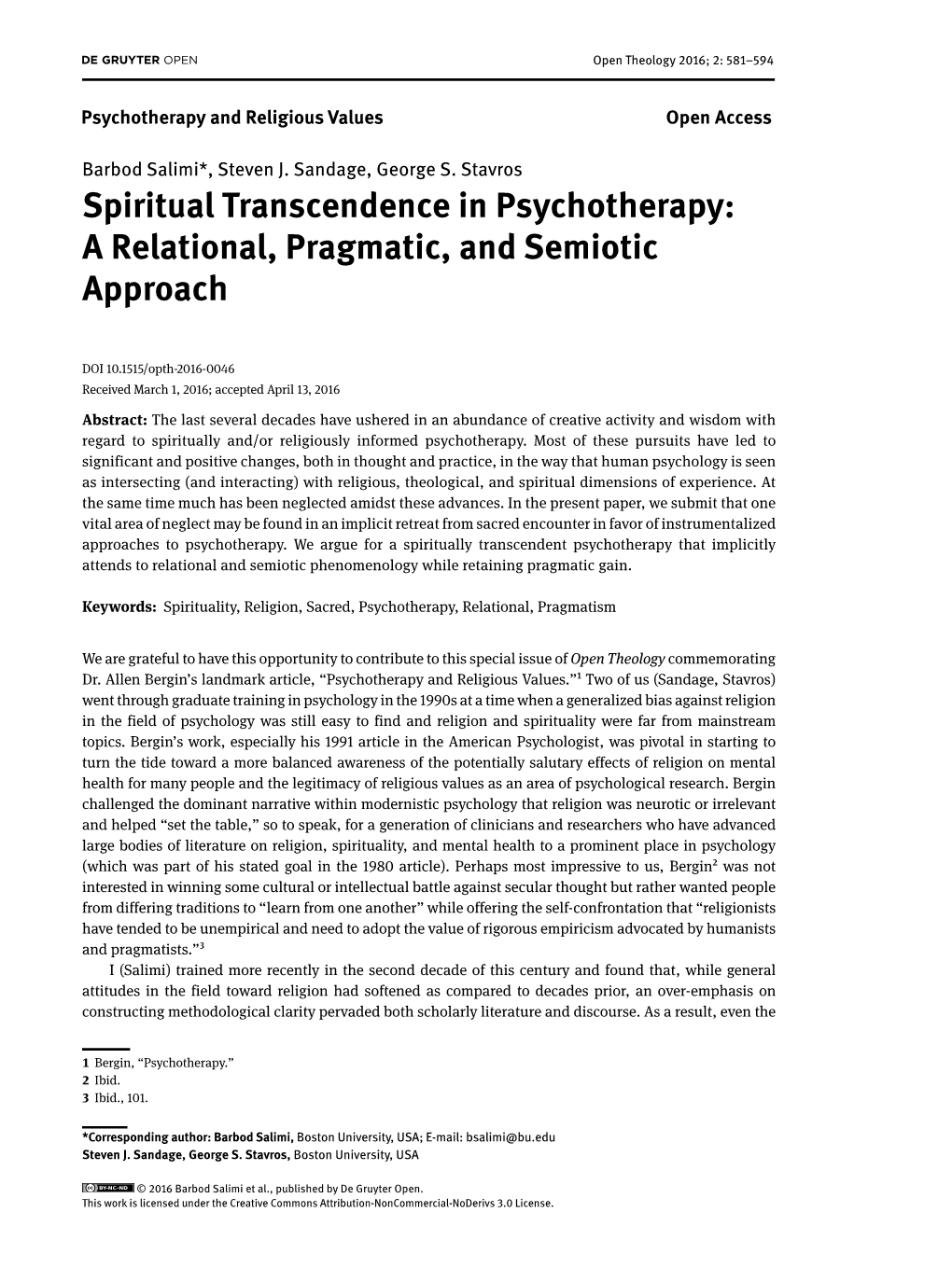 Spiritual Transcendence in Psychotherapy: a Relational, Pragmatic, and Semiotic Approach
